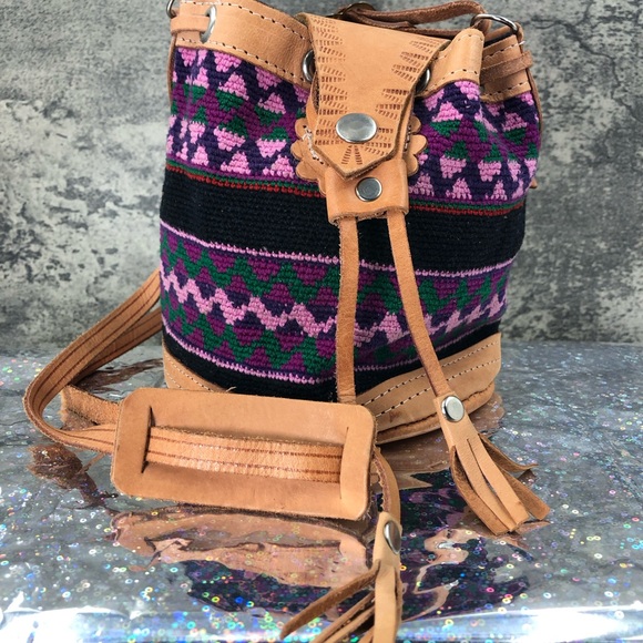 Handbags - Cute purple and pink small Authentic African Drawstring Satchel Purse